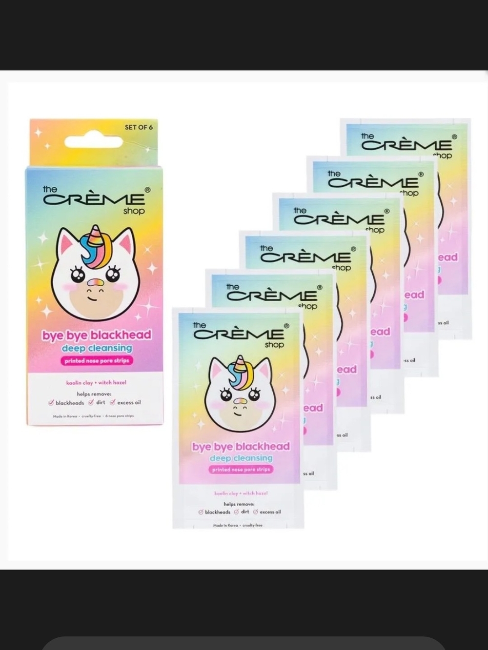 The Crème Shop Bye Bye Blackhead Deep Cleansing Nose Strips - Rainbow Unicorn